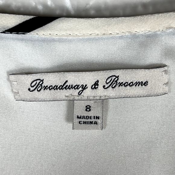 Madewell Broadway & Broome Sz 8 Sleeveless Dress 100% Silk Black, White Stripes - Picture 10 of 16